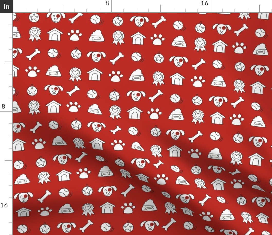 Dog pattern in red