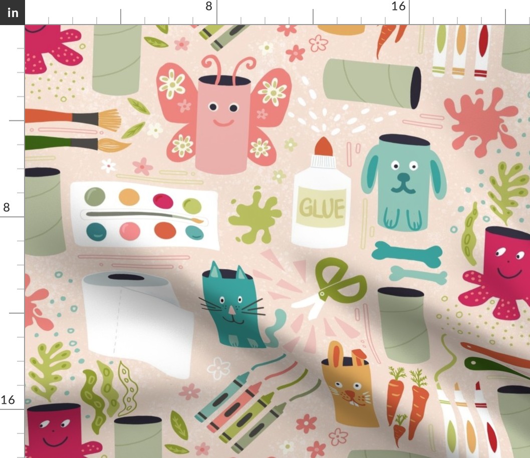 Toilet Roll Animals - large scale for fun wallpaper