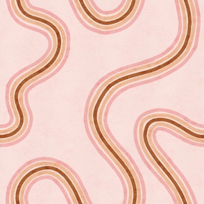 70s Wave Stripe | Pink and Brown | large scale