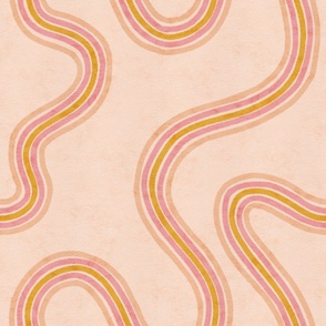 70s Wave Stripe | Pink and Yellow | Large Scale