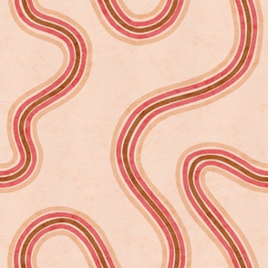70s Wave Stripe | Red and Brown | Large Scale