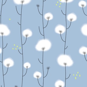 Cotton Flowers on Sky Blue
