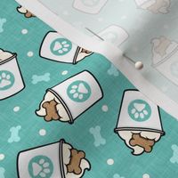 Puppy Coffee Treat - Dog Bone - aqua with polka - LAD22