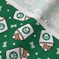 Puppy Coffee Treat - Dog Bone - green with polka - LAD22