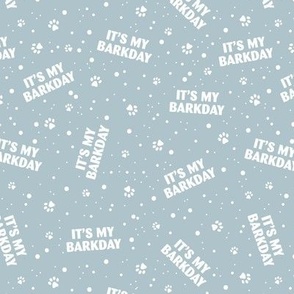 It's my barkday - happy birthday dogs and paws design confetti party white on cool blue
