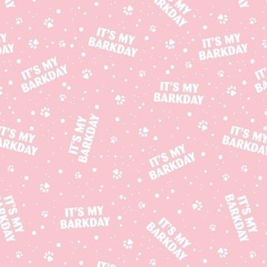 It's my barkday - happy birthday dogs and paws design confetti party white on pink girls
