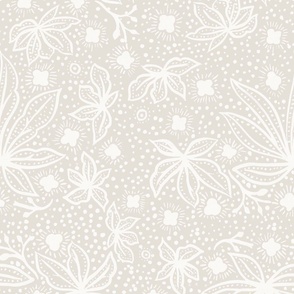 18" Modern neutral florals and dots - cream beige