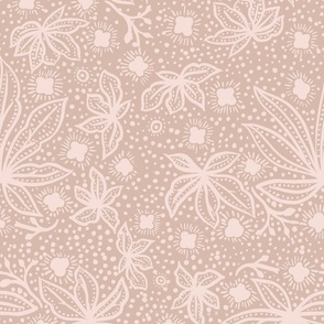 18" Modern neutral florals and dots - muted blush