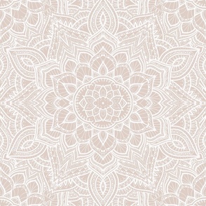 24" Boho geo lace mandala  - neutral beige