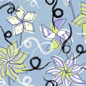 Breezy garden pinwheels half drop