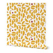 Geometric Yellow and Dark Orange Half Circle and Dots