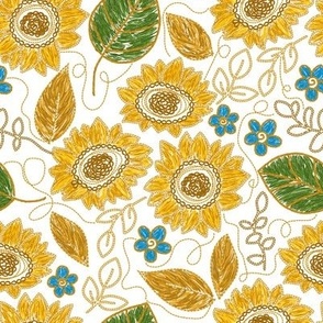 Ukrainian sunflower embroidery handmade summer meadow flower