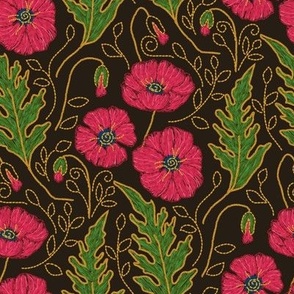 Ukrainian embroidery handmade summer meadow poppy flower