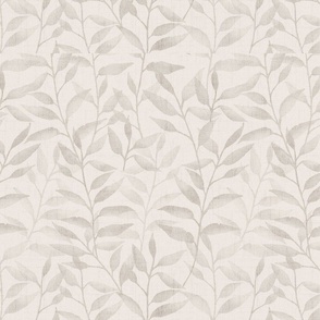 Japandi watercolor climbing vine leaves - beige linen -12"