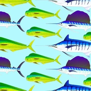 Mahi Marlin Sailfish schooled light blue 3in