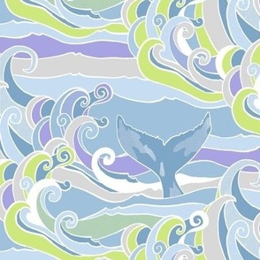 Medium- Windy ocean whale play-bluish