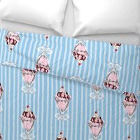 Vintage Ice Cream Sundae - Blue Stripe BG