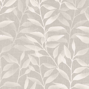 Japandi watercolor climbing vine leaves - neutral beige linen -10,5"