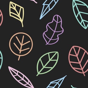 Leaves line art in neon and black (big)