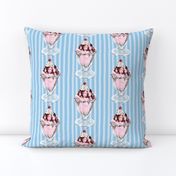 Small Vintage Ice Cream Sundae - Blue Stripe BG