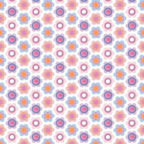  colorful geometric flowers on white background   