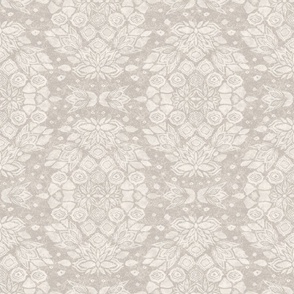 Victorian floral damask faux texture - neutral beige white