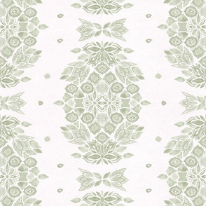 Victorian floral damask  - sage cream - 18"