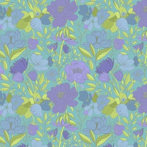 Honeydew, Lilac and Sky-blue Florals