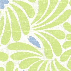 large honeydew splash with a dash of blue on linen