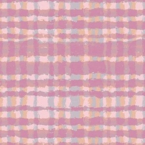 Winter forest plaid in pinks  and peach small, four directional 