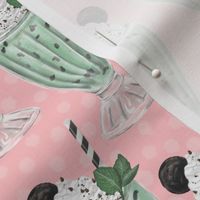 Vintage Mint Milkshake - Pink Polka Dots