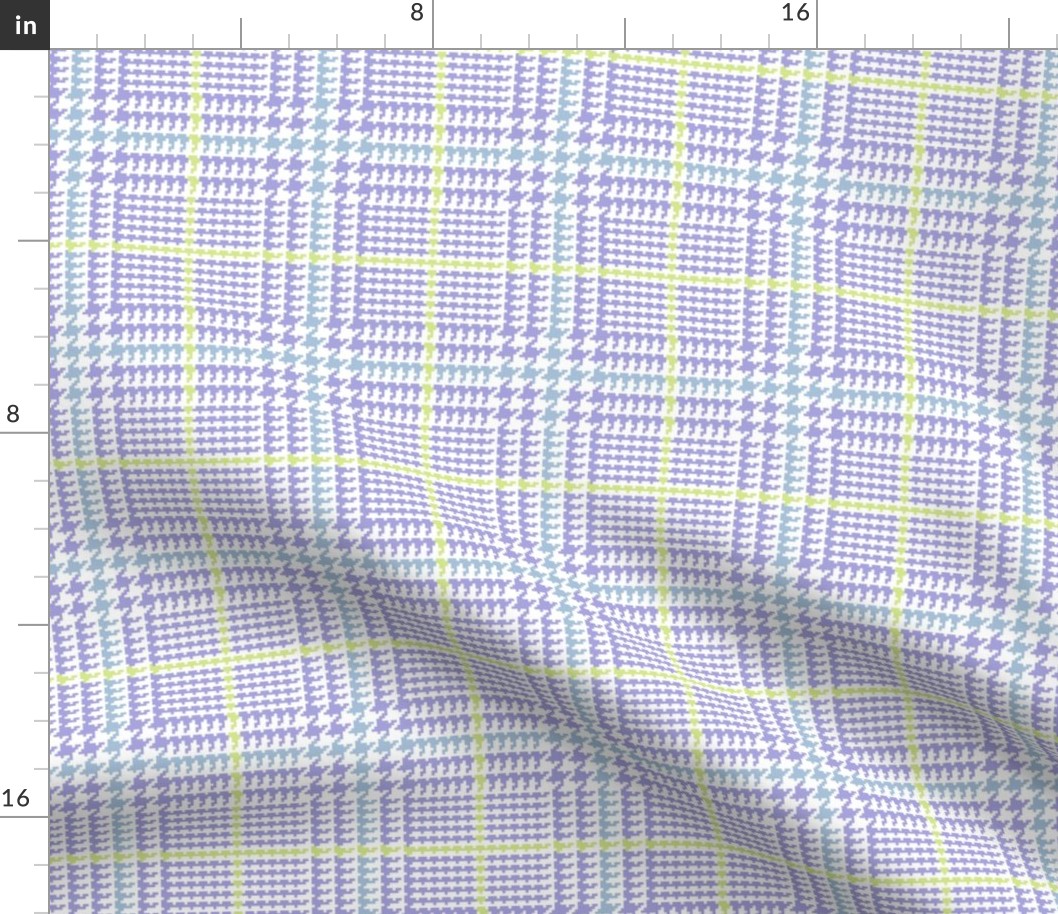 Pastel Glen Plaid in Lilac, Sky Blue and Honeydew Matching Petal Signature Cotton Solids