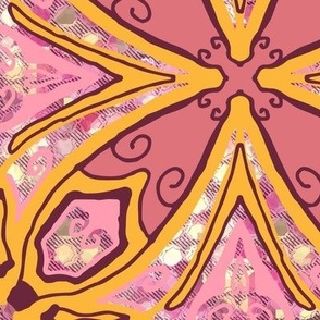Quatrefoil Quilt, pop-rock pattern in pinks, 12 inch