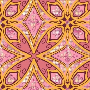 Quatrefoil Quilt, pop-rock pattern in pinks, 6 inch