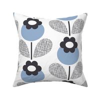 Poppy Pods - Sky Blue and Navy Tweed