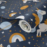 Space Unicorn in Navy + Gold