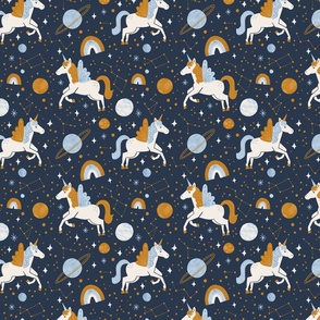 Space Unicorn in Navy + Gold