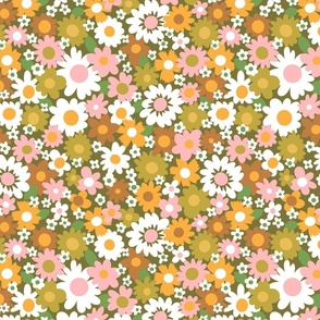 Large Scale - Daisy Delight Moss Green BG