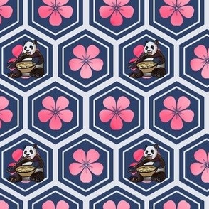 navy and pink panda honeycomb 