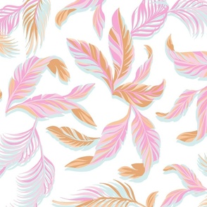 Pastel Tropical Leaves - Pink and Mustard