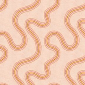 70s Wave Stripe | Pink and Yellow | small scale