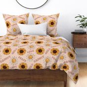 Groovy Peach Love Chill Sunflowers | Large Scale