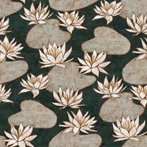 Vintage Waterlily | Dark | Large Scale