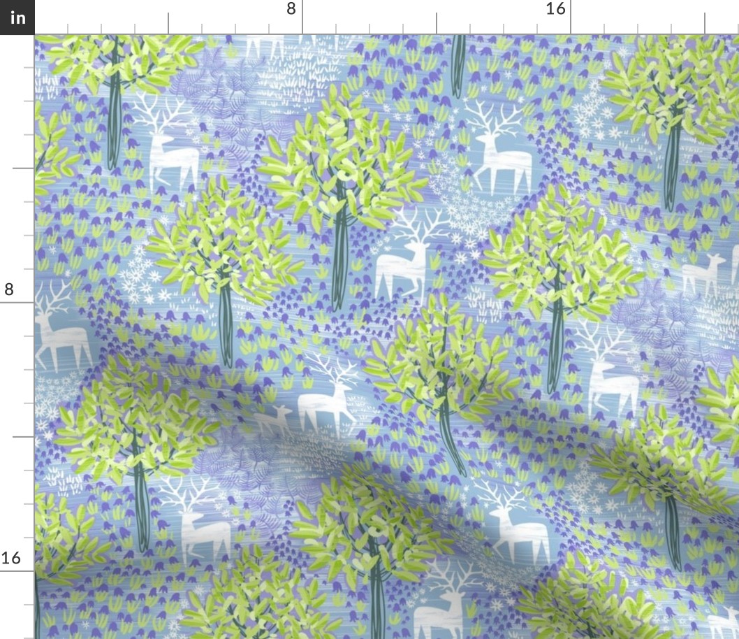 medium - enchanted blue forest on sky blue - medium scale 