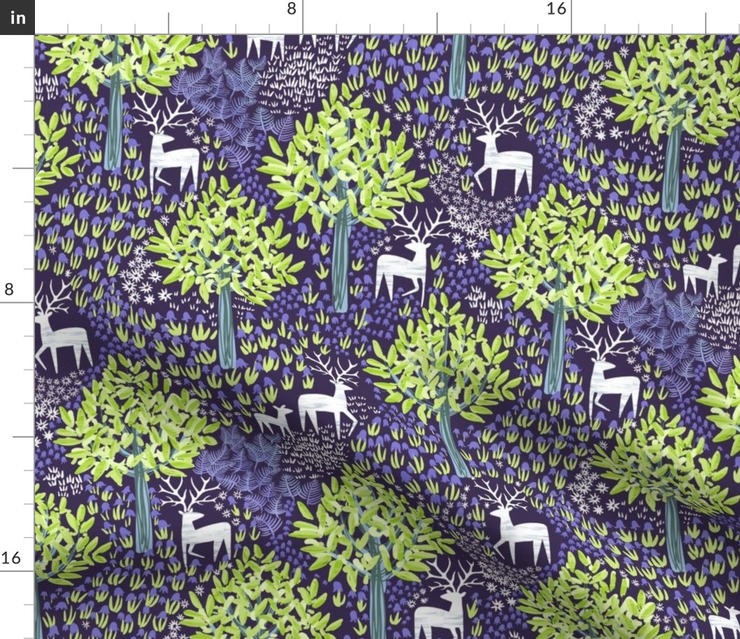 medium - enchanted forest on navy blue - medium scale