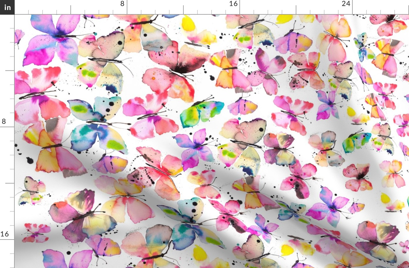 Butterflies watercolor gradation Multicolor Rainbow Rotated