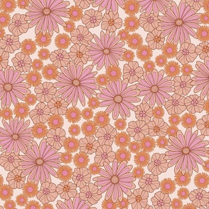 Vintage Floral - Medium Scale - Peachy