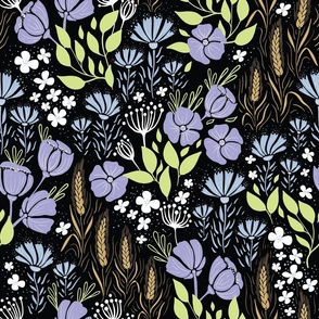 floral meadow on black | wild florals and crops
