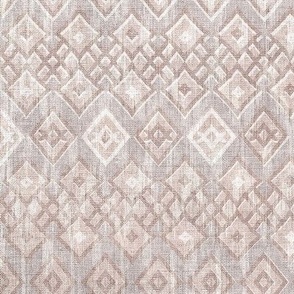 20" Bali  - Boho geo shibori ikat - neutral beige linen