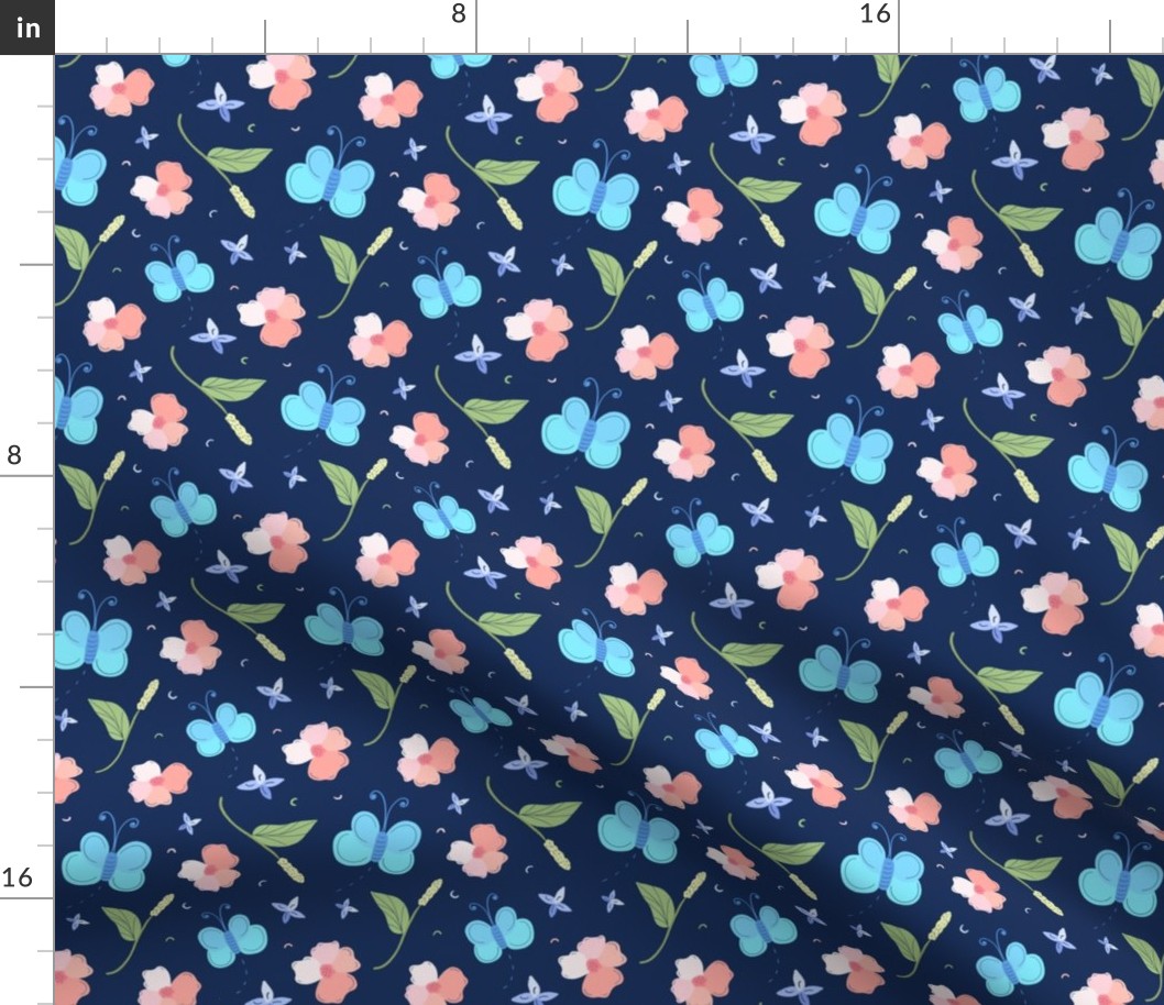 Dark Blue Butterfly Pattern